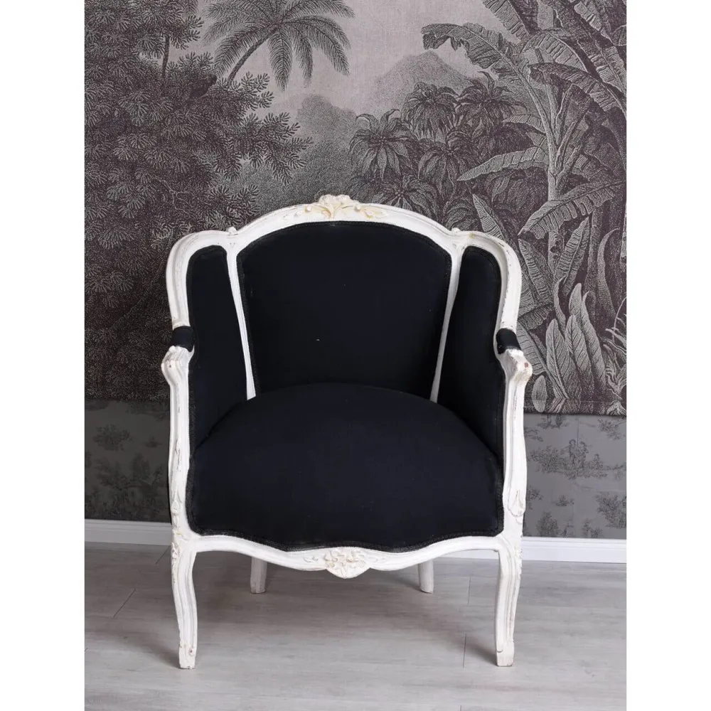 POLTRONA ROCOCO BERGÈRE EN CONFESSIONAL LUIGI XV NERO
