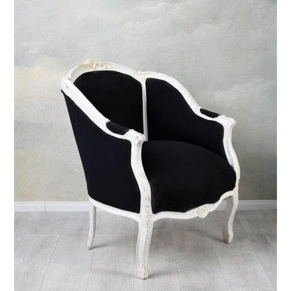 POLTRONA ROCOCO BERGÈRE EN CONFESSIONAL LUIGI XV NERO