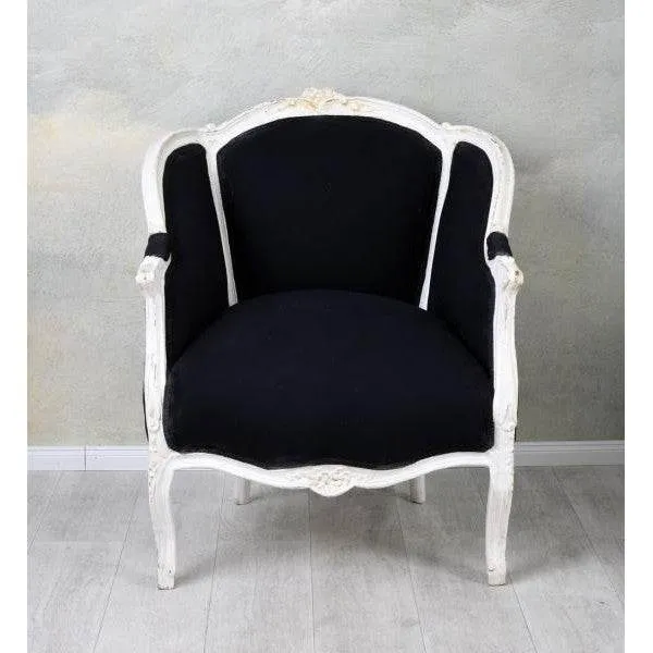 POLTRONA ROCOCO BERGÈRE EN CONFESSIONAL LUIGI XV NERO
