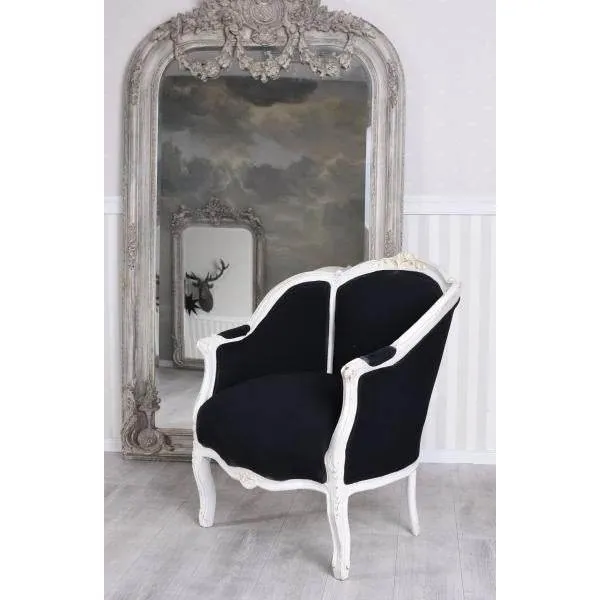 POLTRONA ROCOCO BERGÈRE EN CONFESSIONAL LUIGI XV NERO