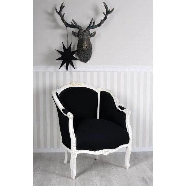 POLTRONA ROCOCO BERGÈRE EN CONFESSIONAL LUIGI XV NERO