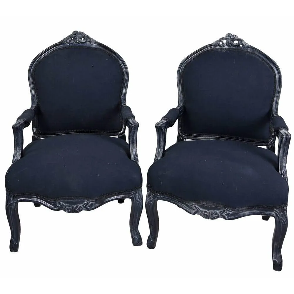 2X POLTRONA ROYAL ROCOCO MARIE ANTOINETTE NERA GRIGIO SCURO