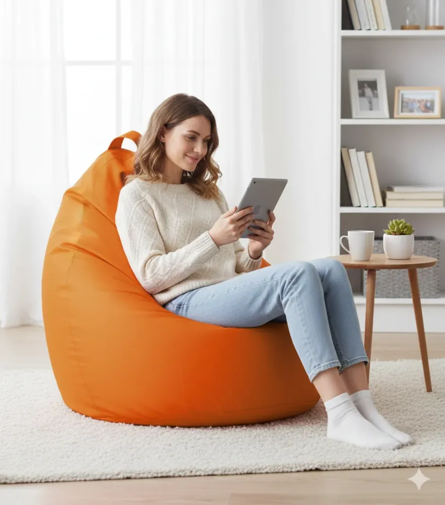 Poltrona Sacco Pouf Similpelle Arancio Avalli