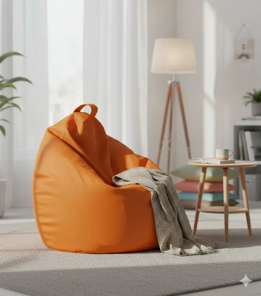 Poltrona Sacco Pouf Similpelle Arancio Avalli