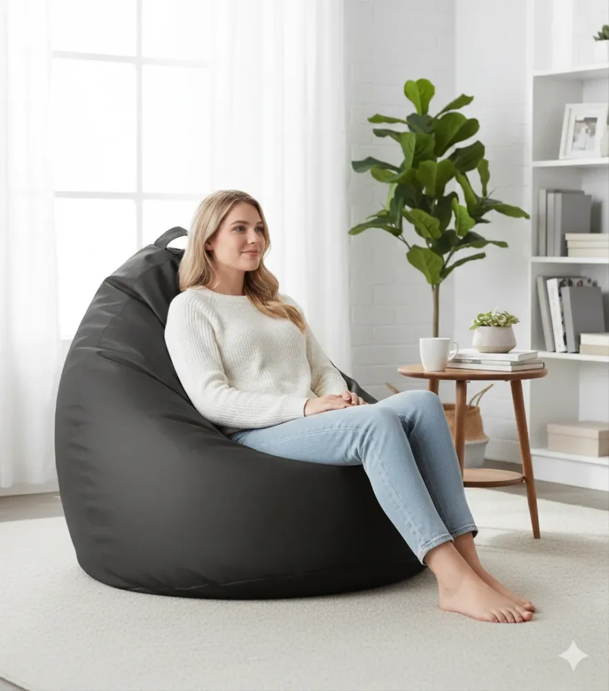 Poltrona Sacco Pouf Similpelle Grigio