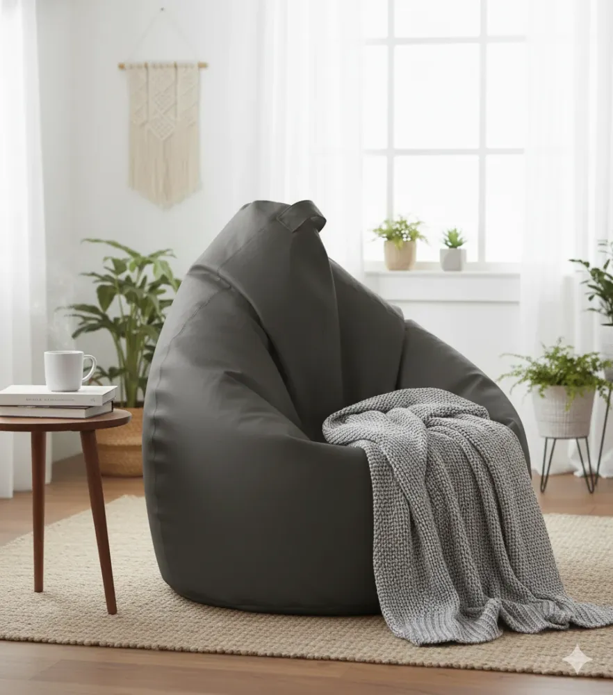 Poltrona Sacco Pouf Similpelle Grigio
