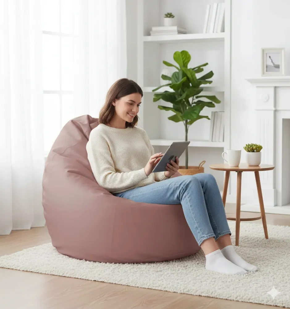 Poltrona Sacco Pouf Similpelle Rosa