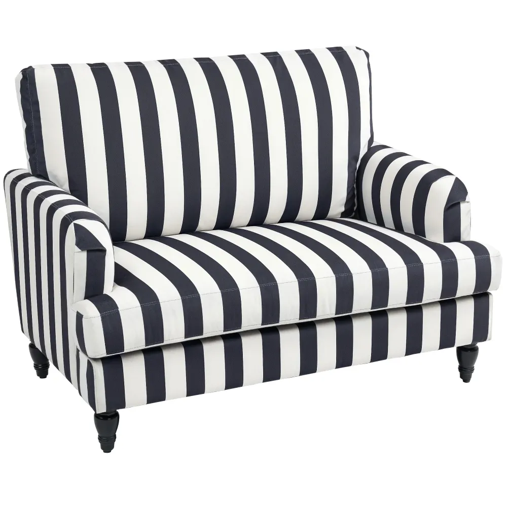 Poltrona da Salotto 115x82x82 cm con Seduta Ampia Velluto Righe con Molle S Nero e Bianco