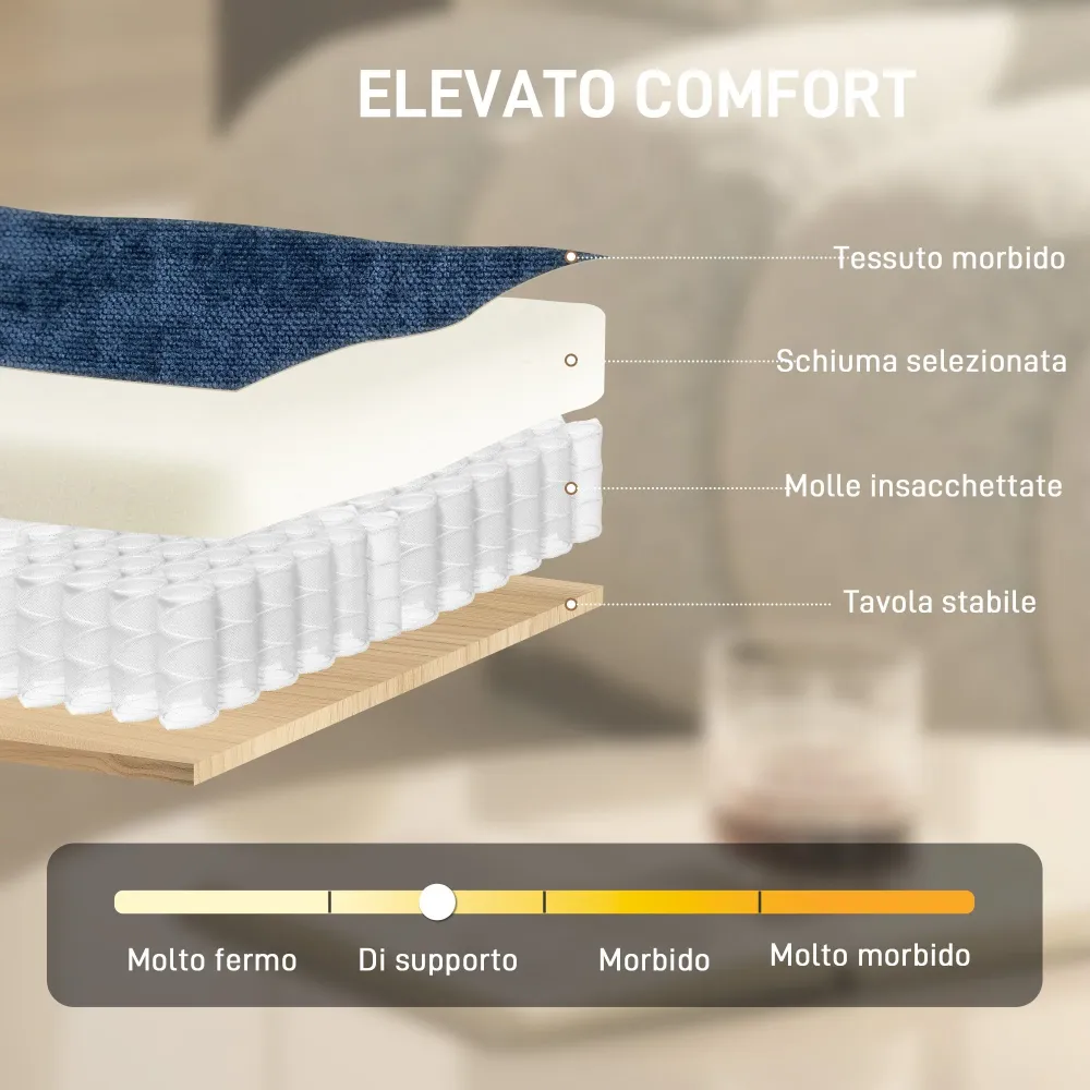 Poltrona da Salotto Girevole con Seduta Larga e Gambe Metallo Rivestita Ciniglia Blu Scuro