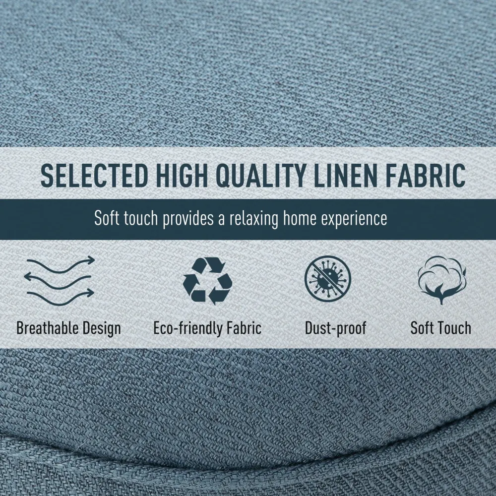 Poltrona da Salotto Imbottita con Cuscino 52.5x69x77 cm Tessuto Effetto Lino Blu