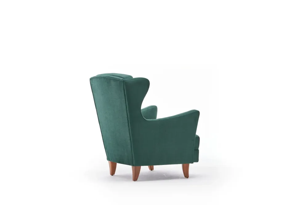 Poltrona salotto imbottita con poggiatesta rivestimento velluto verde cm 77x80x98h