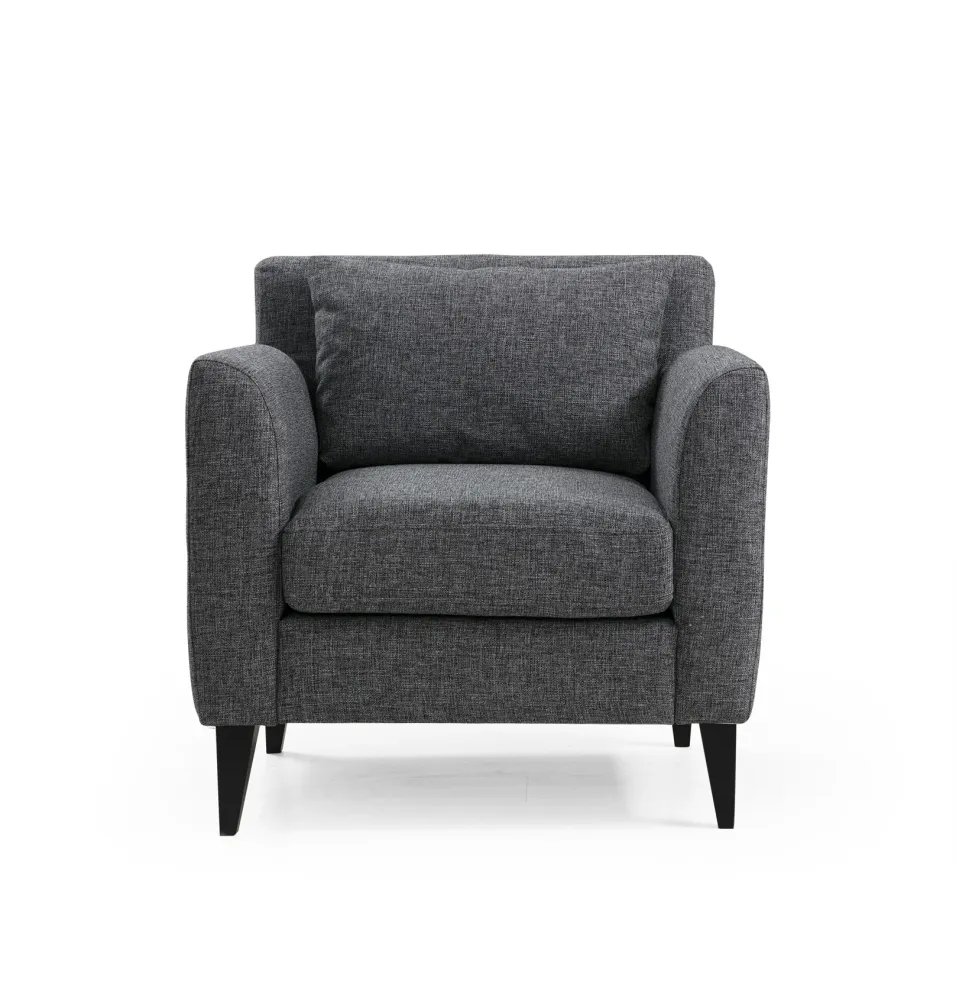 Poltrona salotto imbottita moderna tessuto grigio cm 80x76x83h
