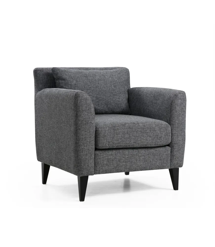 Poltrona salotto imbottita moderna tessuto grigio cm 80x76x83h