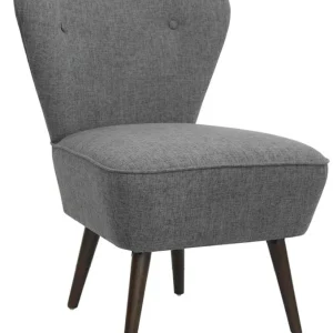 Poltrona da salotto o soggiorno moderna legno e rivestimento tessuto grigio
