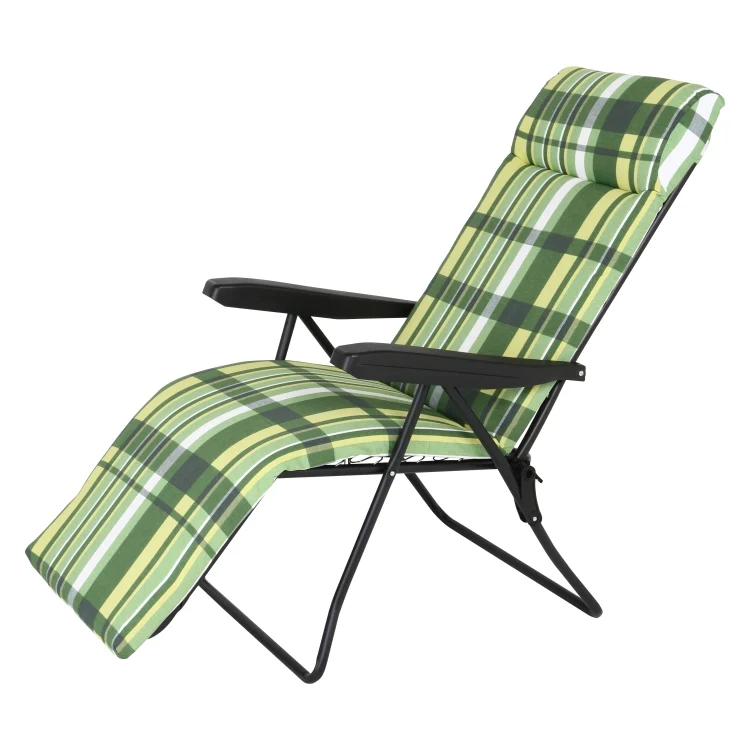 Poltrona Sdraio Verde Cuscino Anatomico Poggiapiedi 6 posizioni Design Moderno