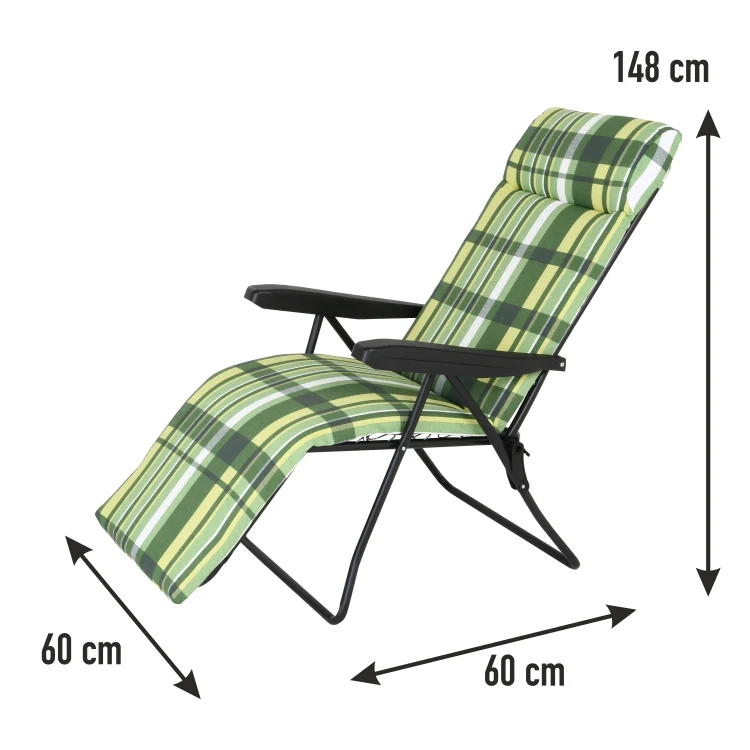 Poltrona Sdraio Verde Cuscino Anatomico Poggiapiedi 6 posizioni Design Moderno