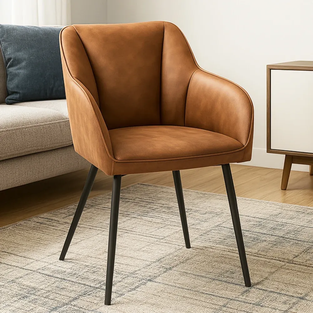 Poltrona Sedia Ergonomica Microfibra Effetto Scamosciato Piedi Metallo 55x50x84cm