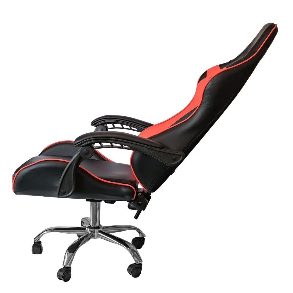 Poltrona Sedia Gaming girevole reclinabile da ufficio con supporto lombare e poggiatesta Rossa