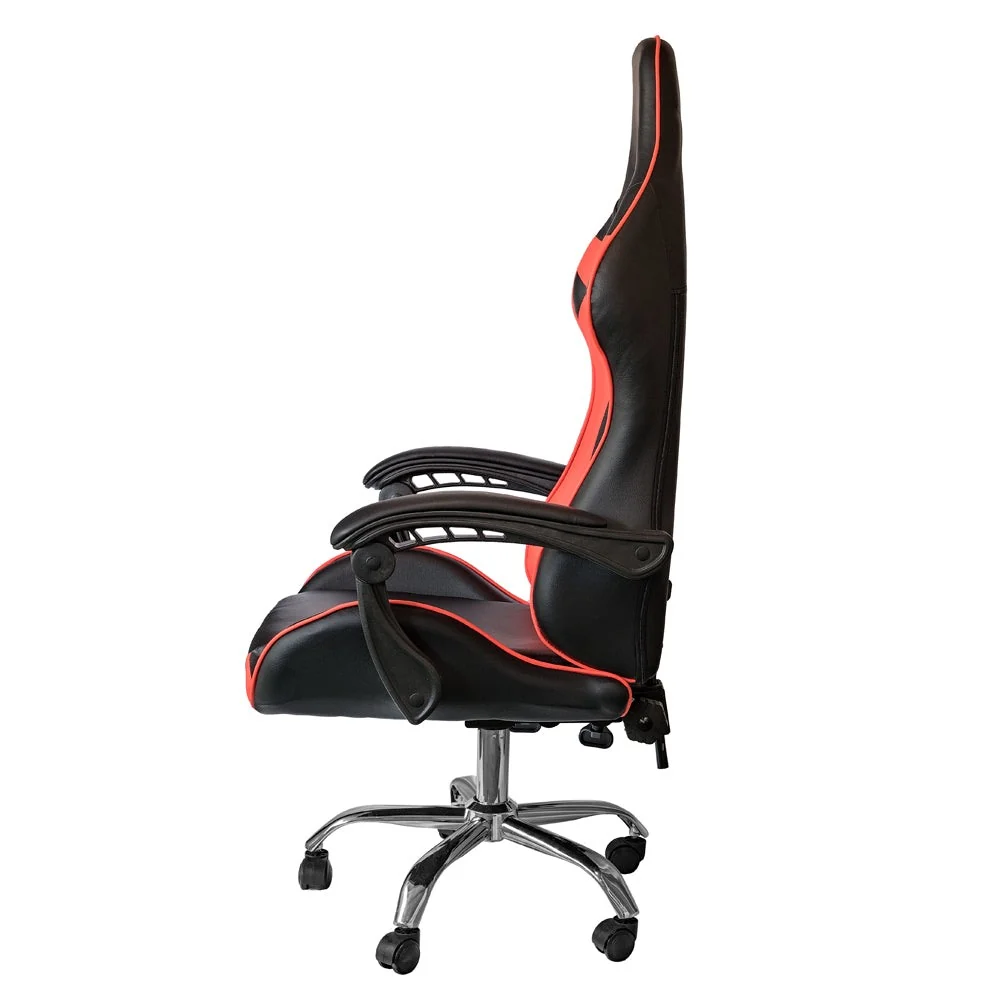 Poltrona Sedia Gaming girevole reclinabile da ufficio con supporto lombare e poggiatesta Rossa