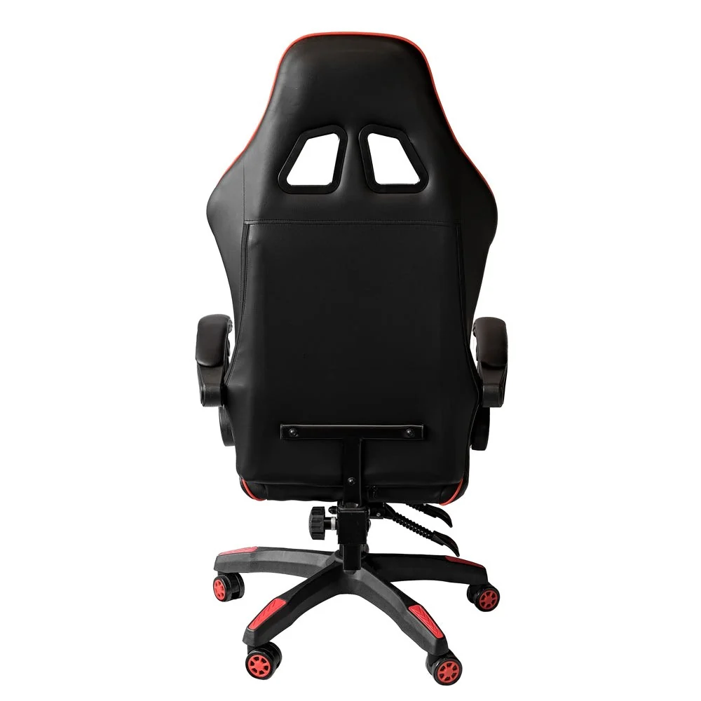 Poltrona Sedia Gaming girevole reclinabile da ufficio con poggiapiedi Rossa