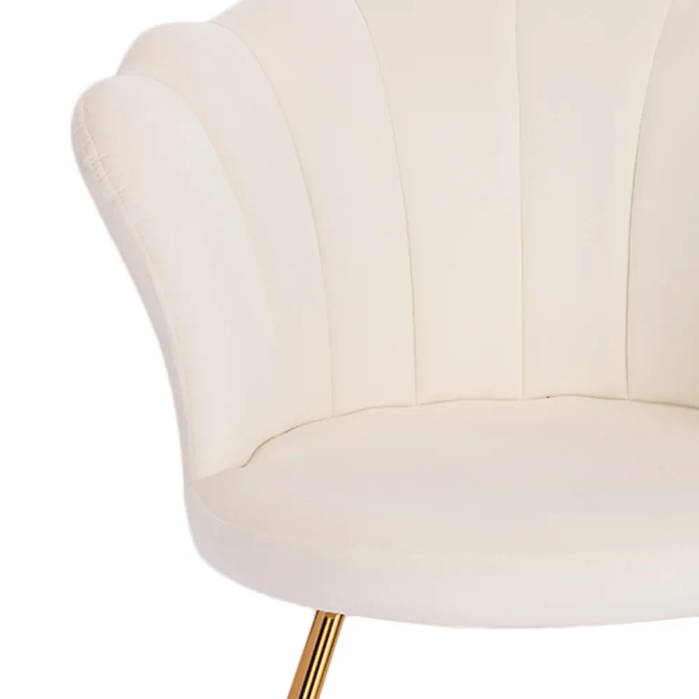 Poltrona Sedia Relax con Schienale e Seduta Velluto Beige Struttura Metallo