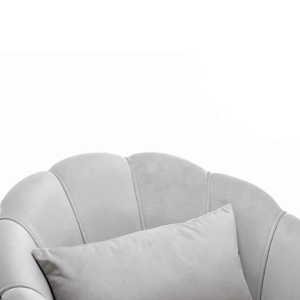 Poltrona Sedia Relax Tessuto e Metallo Imbottita Design Moderno Grigio Oro