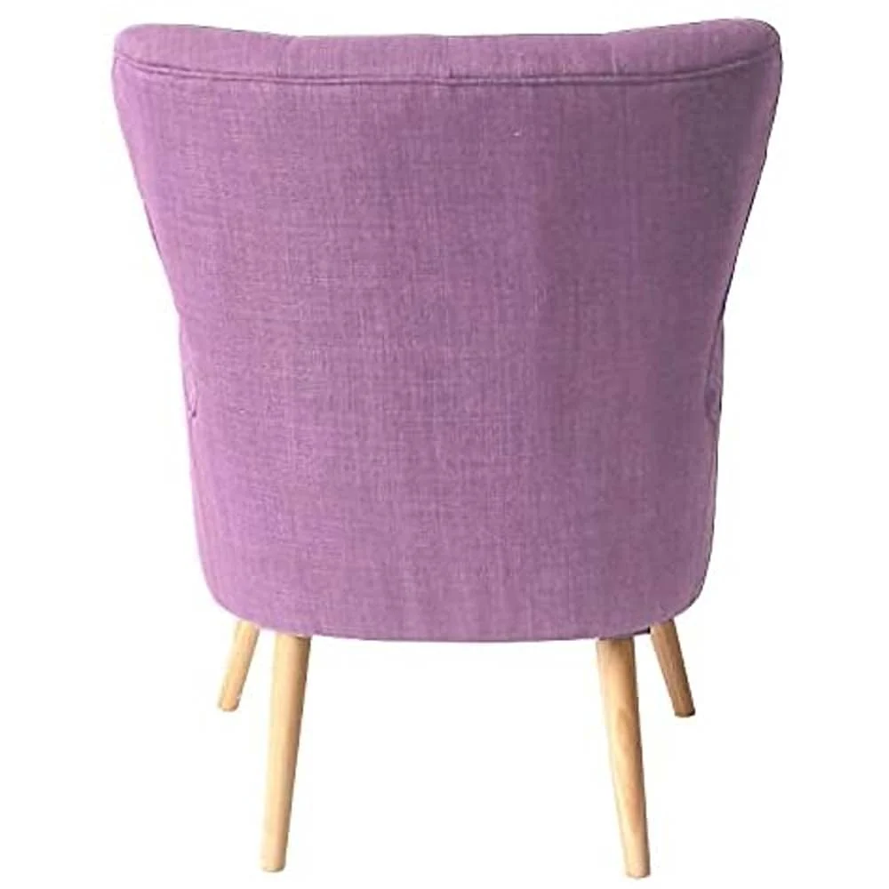 Poltrona Sedia Relax Tessuto Piedi Legno Imbottita Design Moderno Rosa