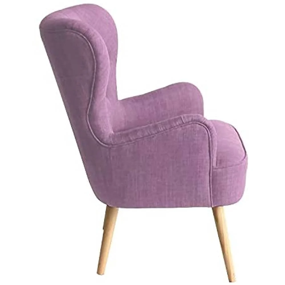 Poltrona Sedia Relax Tessuto Piedi Legno Imbottita Design Moderno Rosa