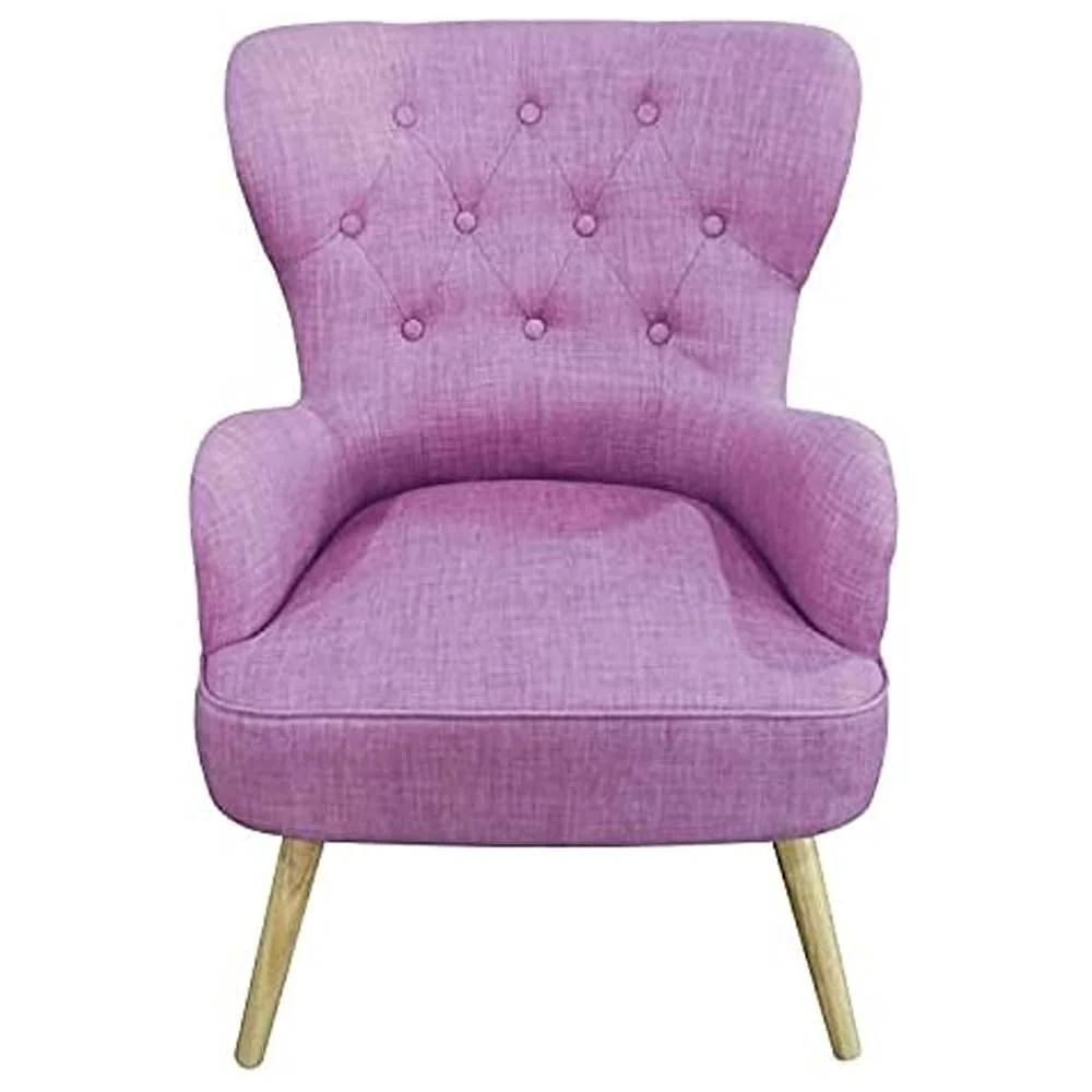 Poltrona Sedia Relax Tessuto Piedi Legno Imbottita Design Moderno Rosa