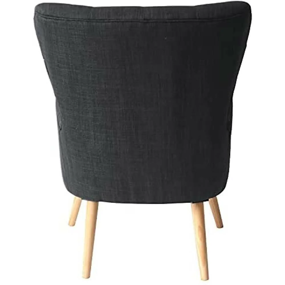 Poltrona Sedia Relax Tessuto Piedi Legno Imbottita Design Moderno Grafite