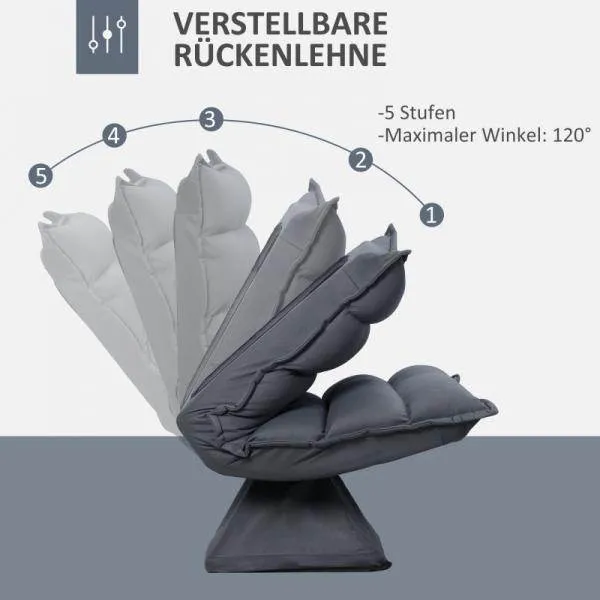 Poltrona, seduta girevole, schienale reclinabile, morbida imbottitura, rivestimento traspirante, grigio scuro, 62 x 62 x 9...