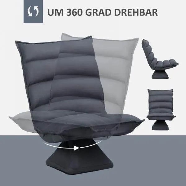 Poltrona, seduta girevole, schienale reclinabile, morbida imbottitura, rivestimento traspirante, grigio scuro, 62 x 62 x 9...