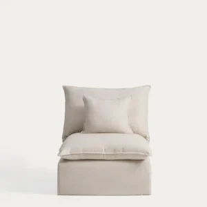 Poltrona sfoderabile Anarela lino e viscosa beige, 90 cm, FSC Mix Credit