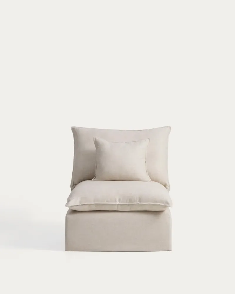 Poltrona sfoderabile Anarela lino e viscosa beige, 90 cm, FSC Mix Credit