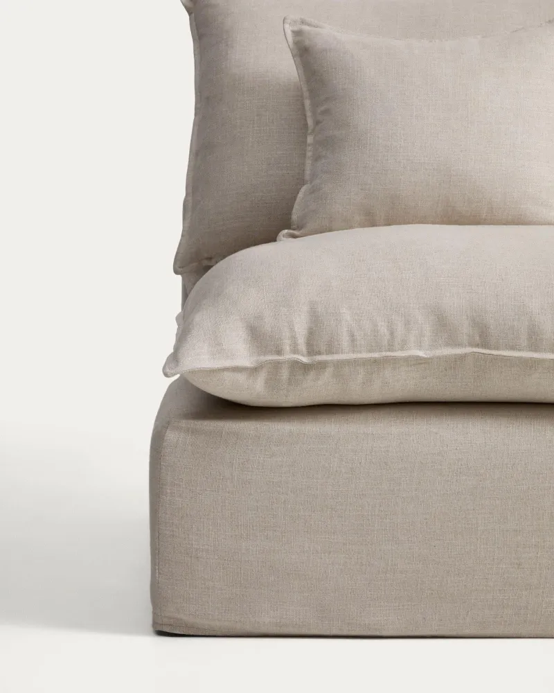 Poltrona sfoderabile Anarela lino e viscosa beige, 90 cm, FSC Mix Credit