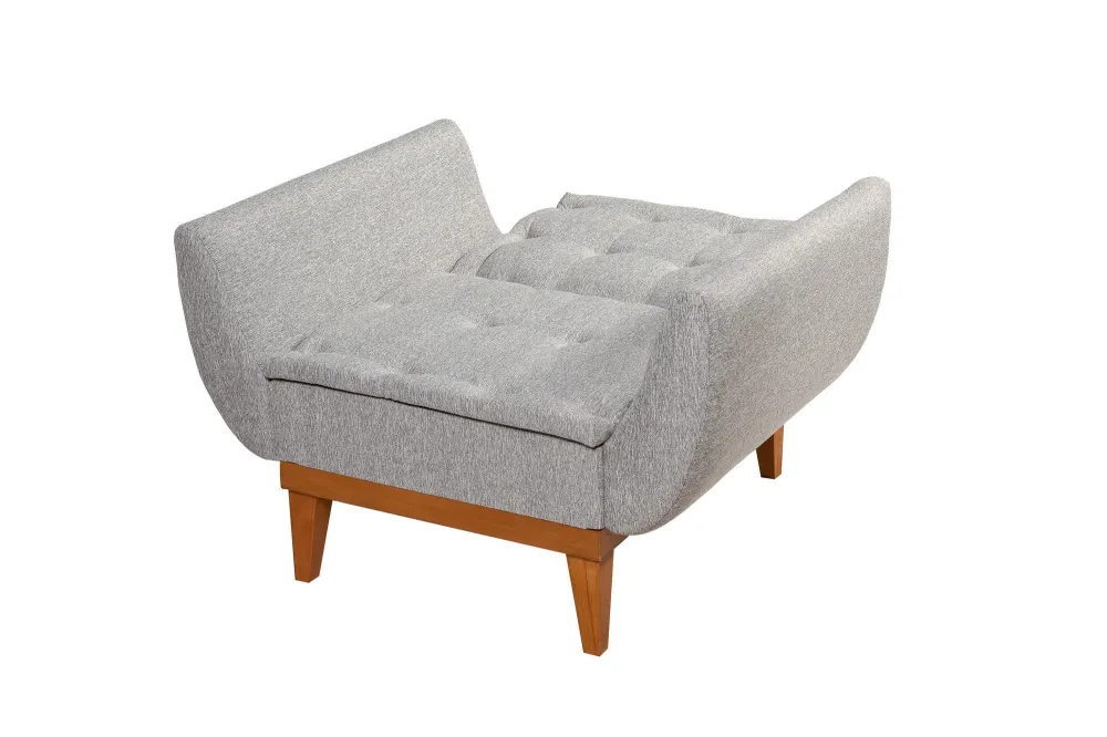 Poltrona soggiorno rivestita lino colore grigio schienale reclinabile cm 96x82x80h