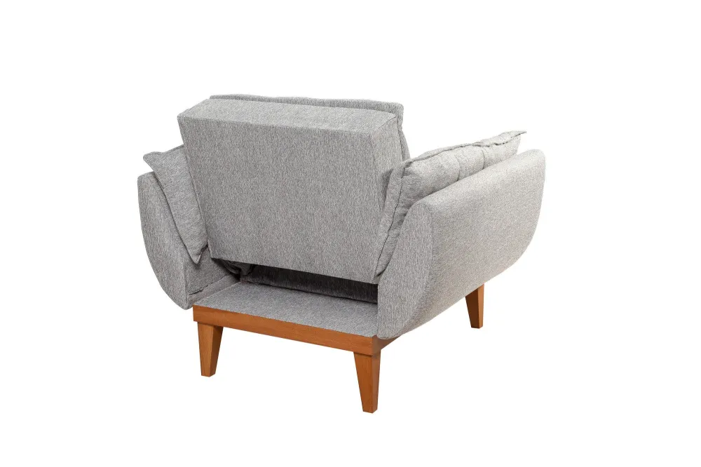 Poltrona soggiorno rivestita lino colore grigio schienale reclinabile cm 96x82x80h
