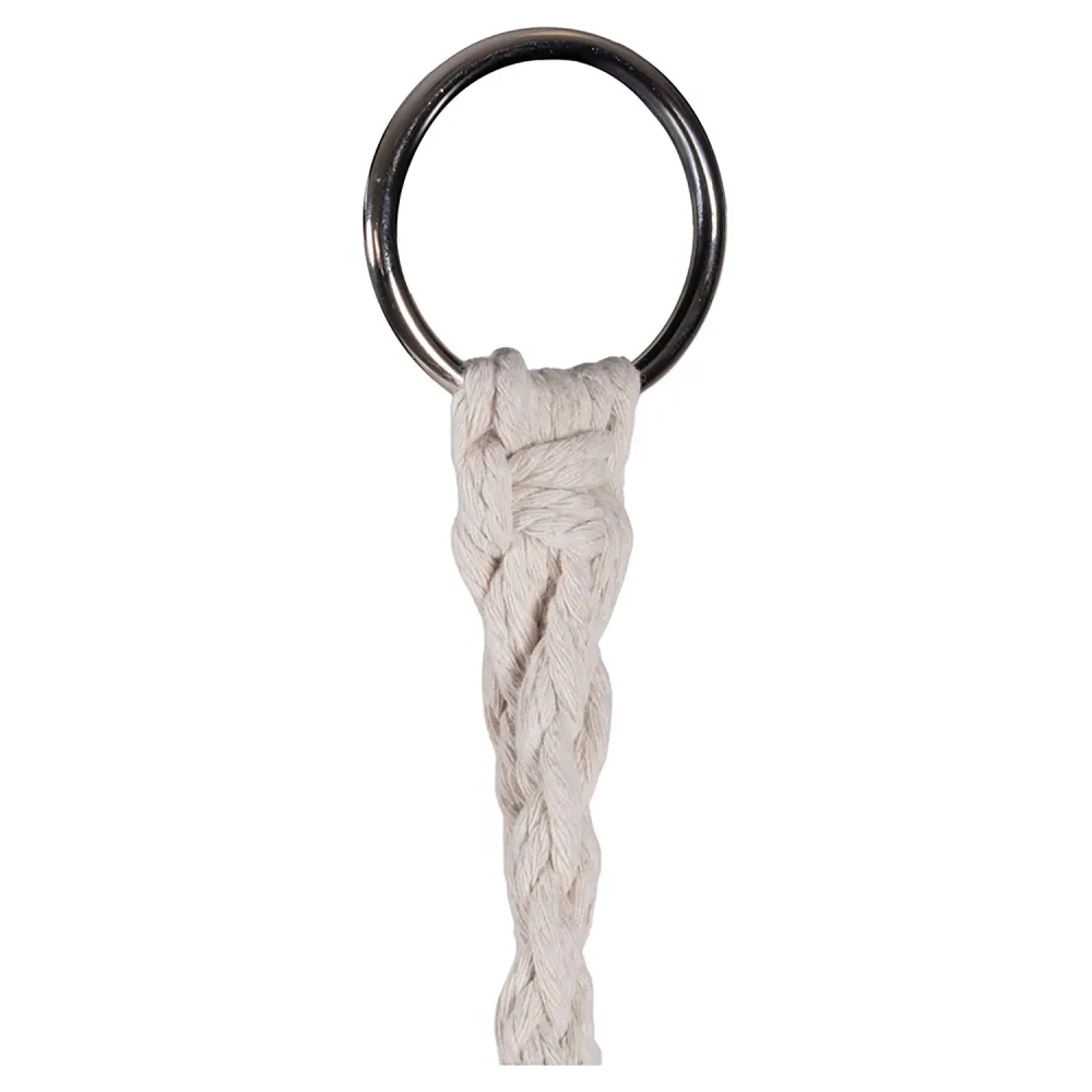 Poltrona Sospesa Amaca Macramè con Nappe Poliestere e Cotone con Struttura Acciaio Beige