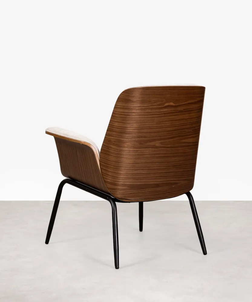 Poltrona tessuto ciniglia e legno Vick