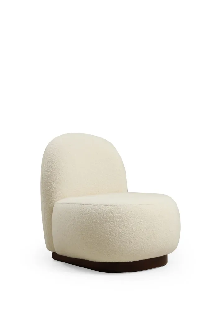 Poltrona tessuto color crema con struttura faggio design moderno cm 74x85x75