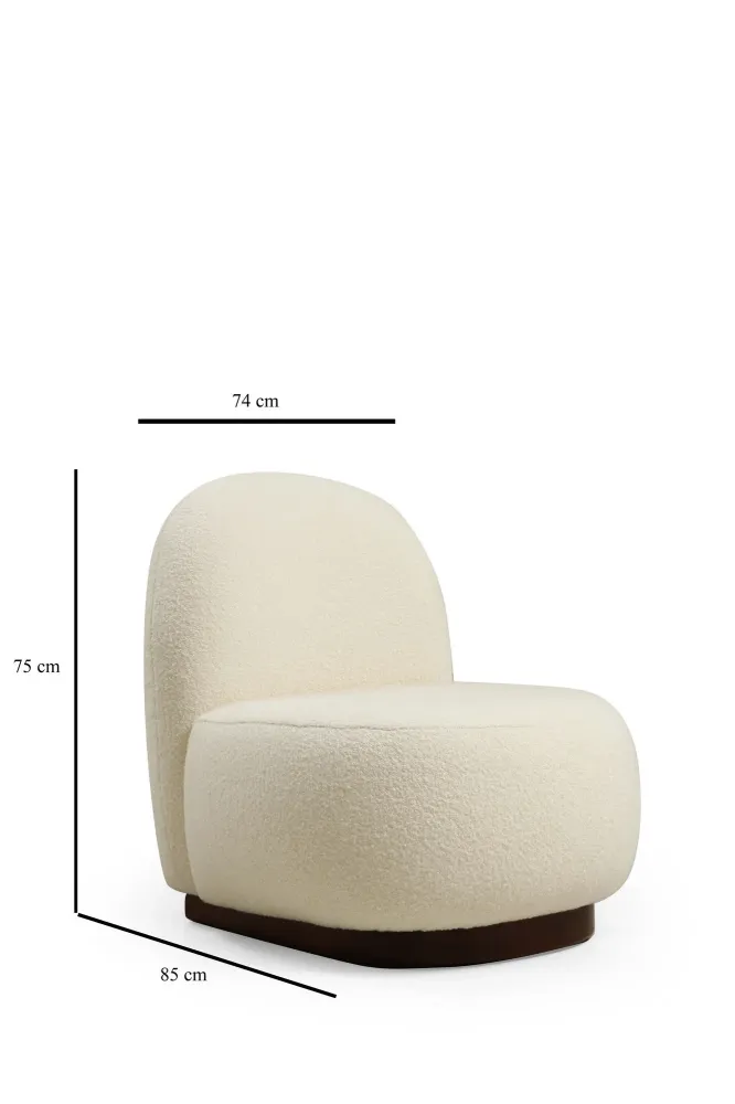 Poltrona tessuto color crema con struttura faggio design moderno cm 74x85x75