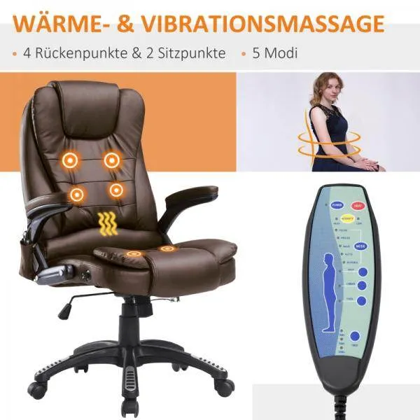 Poltrona da ufficio massaggiante con funzione di calore Gaming Marrone