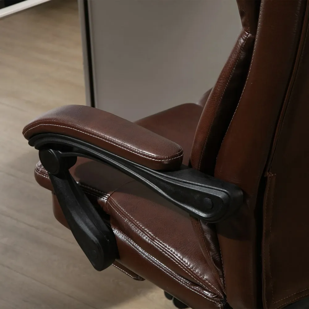 Poltrona da ufficio massaggiante con 6 testine vibranti e poggiapiedi marrone, 68,5x68,5x119-127 cm