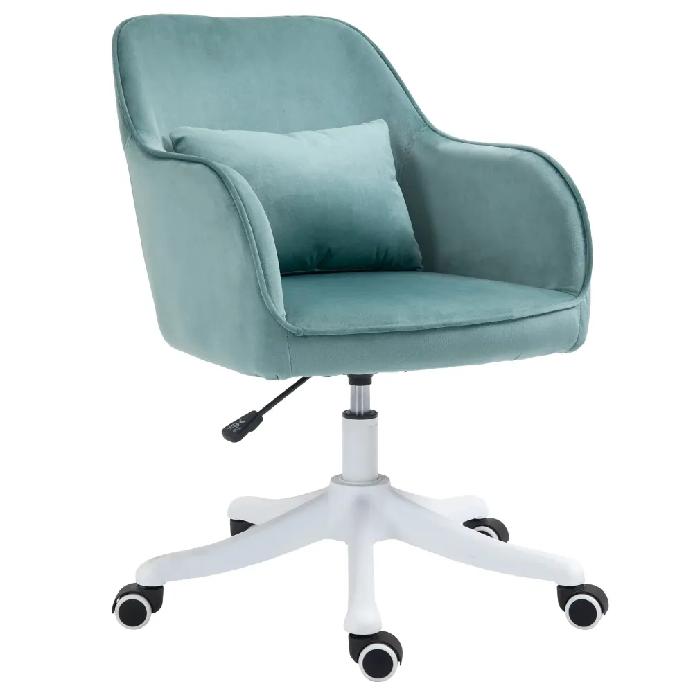 Poltrona da ufficio massaggiante effetto velluto con funzione di vibrazione verde, 55x65x86 cm