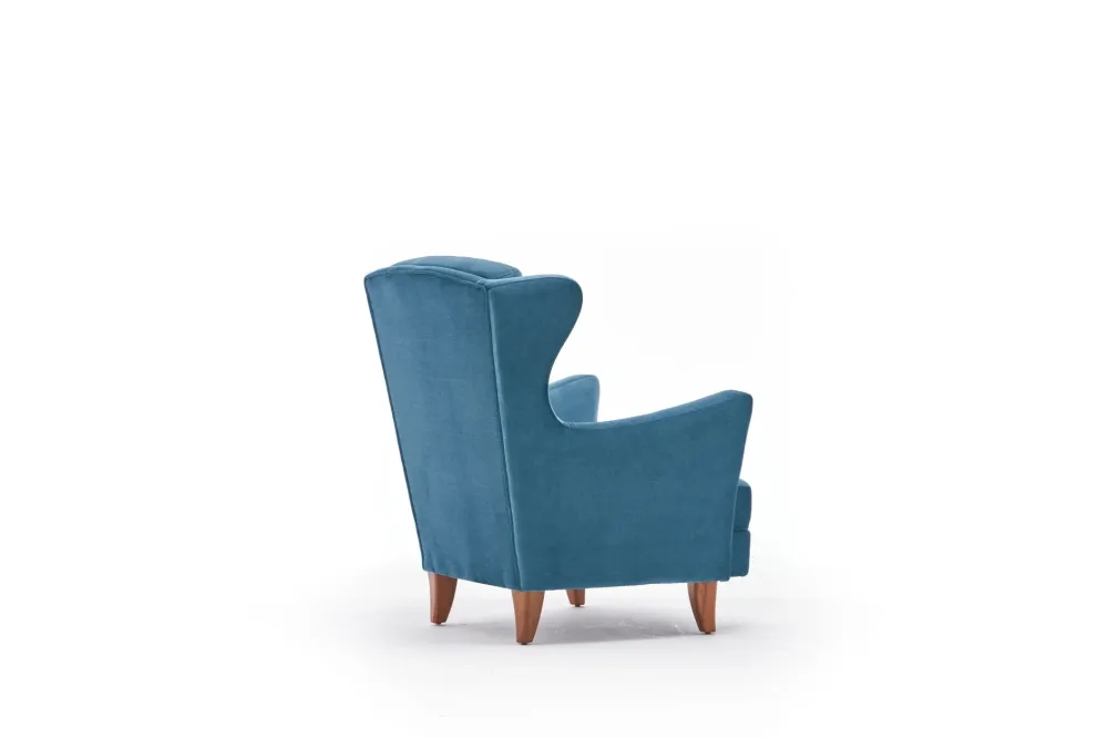 Poltrona velluto colore turchese da salotto struttura legno cm 77x80x98h