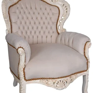 POLTRONA XXL BAROCCA BIANCO-CREMA GRIGIO CHIARO
