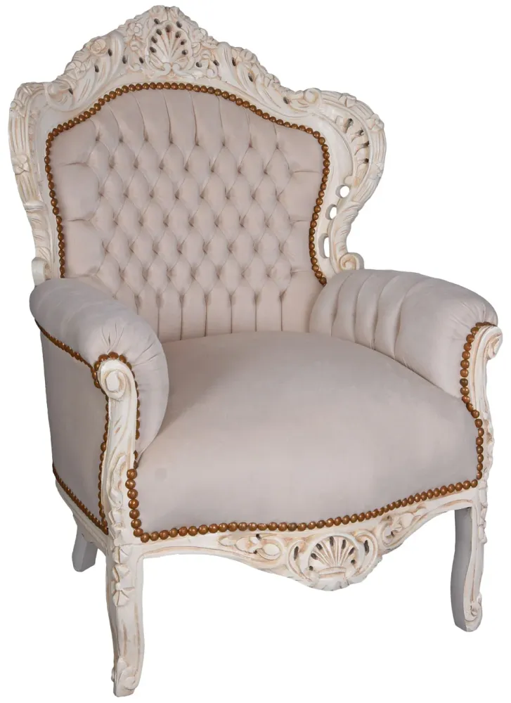POLTRONA XXL BAROCCA BIANCO-CREMA GRIGIO CHIARO