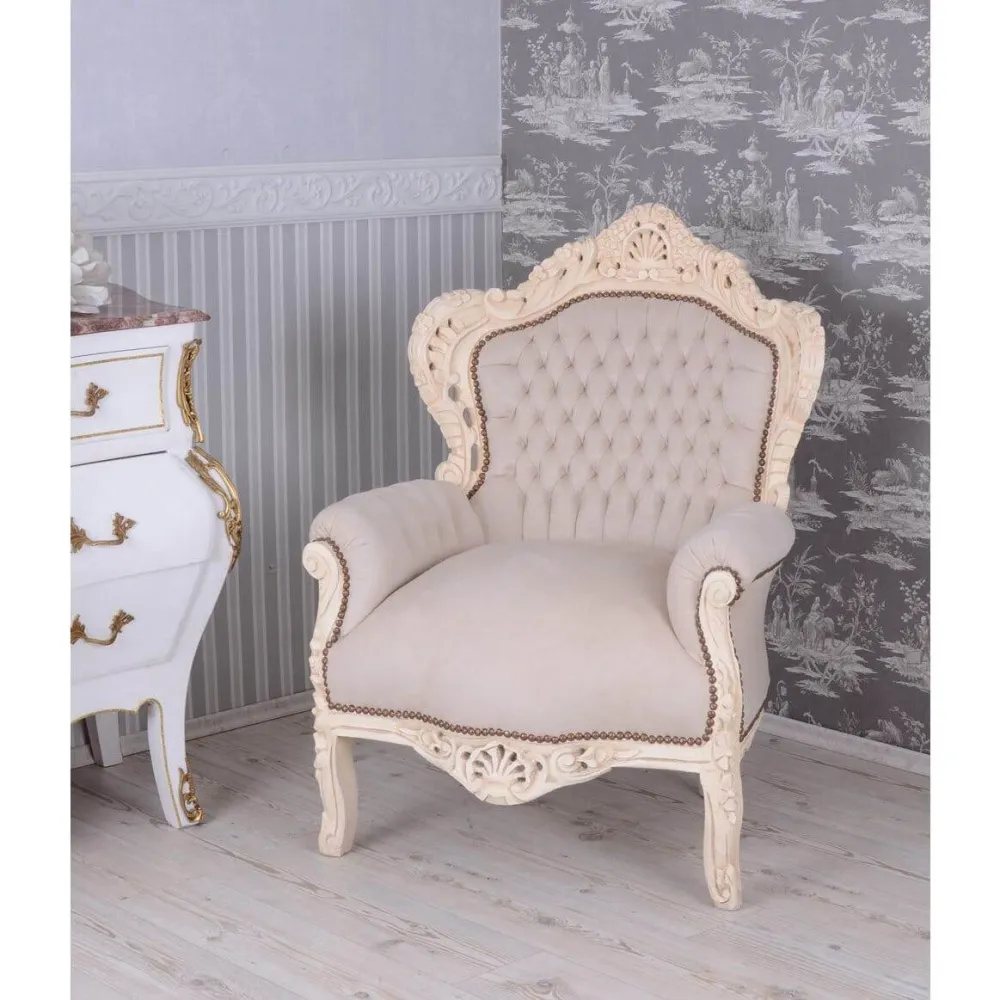 POLTRONA XXL BAROCCA BIANCO-CREMA GRIGIO CHIARO