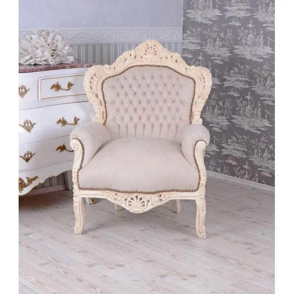 POLTRONA XXL BAROCCA BIANCO-CREMA GRIGIO CHIARO
