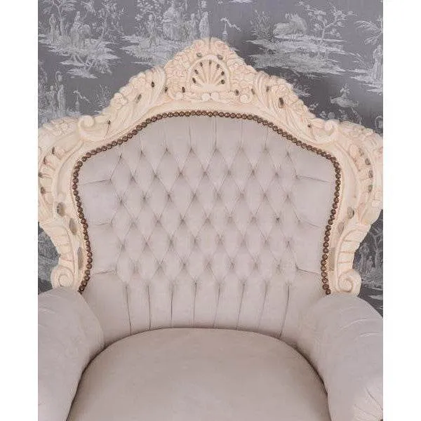 POLTRONA XXL BAROCCA BIANCO-CREMA GRIGIO CHIARO